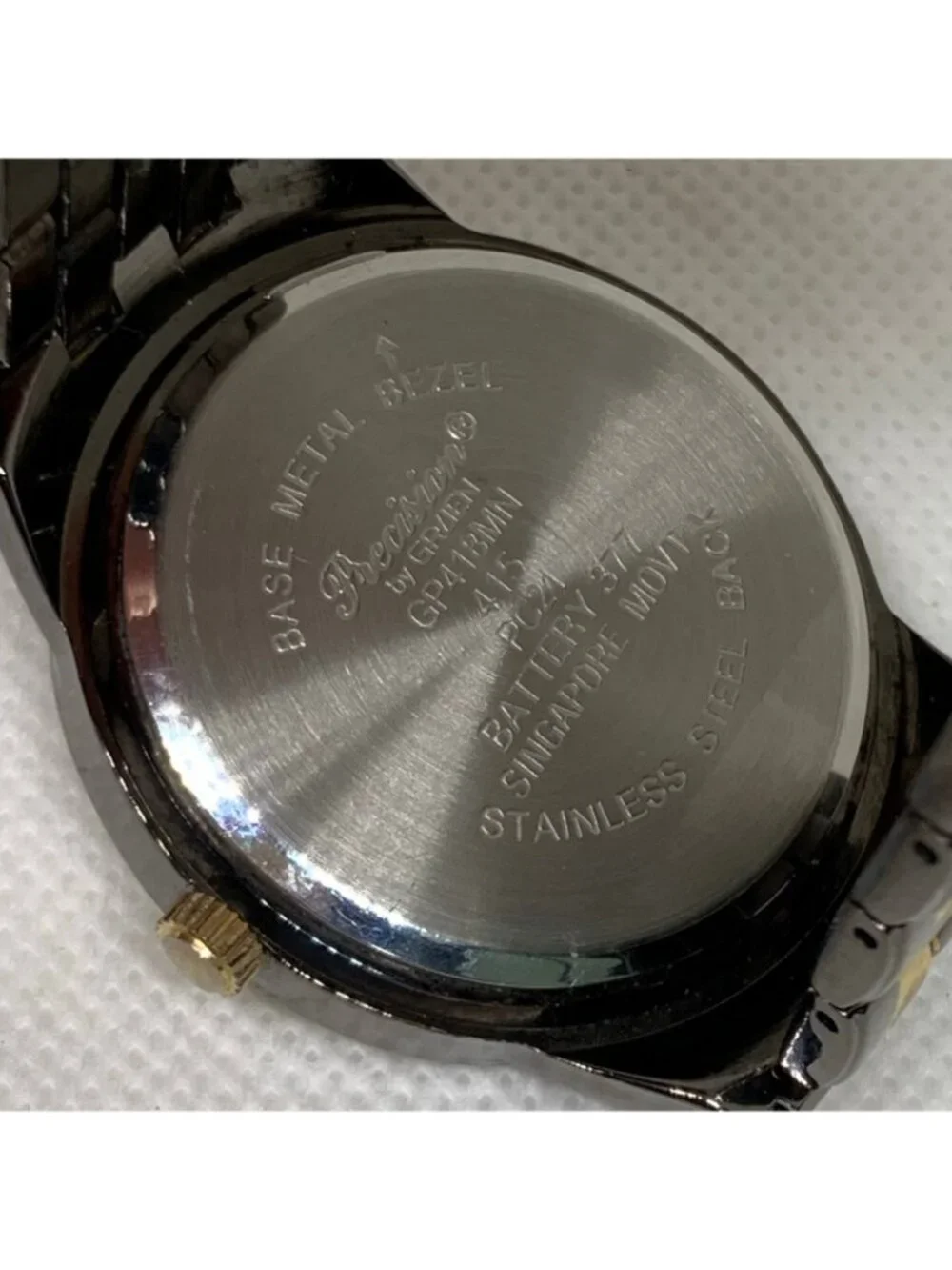 Precision by gruen Diamond men watch black gold tone 38mm quartz analog running